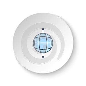 Round button for web icon, global, network. Button banner round, badge interface for application illustration