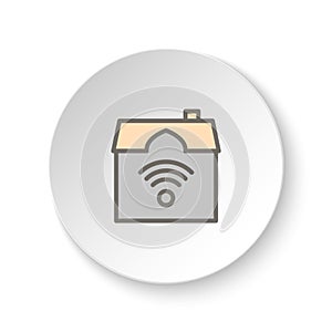 Round button for web icon, house, smart, Wi-Fi. Button banner round, badge interface for application illustration