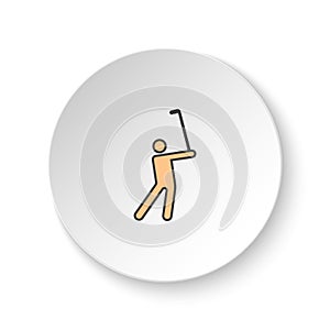 Round button for web icon, Man, golf, playing. Button banner round, badge interface for application illustration