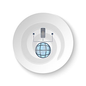 Round button for web icon, network, database. Button banner round, badge interface for application illustration