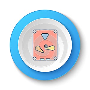 Round button for web icon. Pinball, arcade, game. Button banner round, badge interface for application illustration