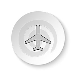 Round button for web icon, Plane. Button banner round, badge interface for application illustration