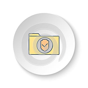 Round button for web icon, secure, folder. Button banner round, badge interface for application illustration