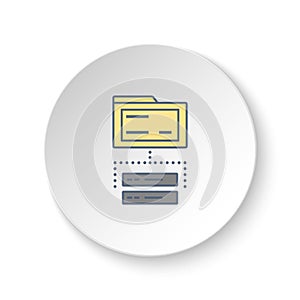 Round button for web icon, server, folder, database. Button banner round, badge interface for application illustration