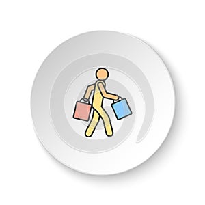Round button for web icon, Shopping, man. Button banner round, badge interface for application illustration