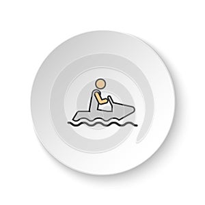 Round button for web icon, Snow motorbike. Button banner round, badge interface for application illustration