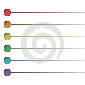 Round buttons strip list of paint underline column isolated on white background Vector Rainbow pattern.