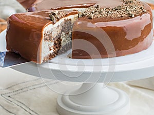 Round cake with chocolate photo