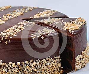 Round cake with chocolate photo