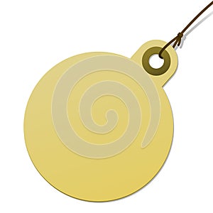 Round cardboard tag with cord