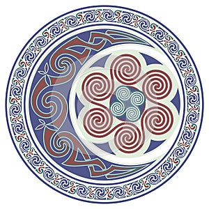 Round Celtic Design. Celtic mandala, celtic horned moon photo