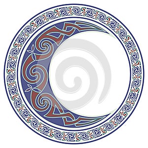 Round Celtic Design. Celtic mandala, Celtic Moon, horned moon photo