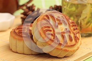 The round Chinese moon cake