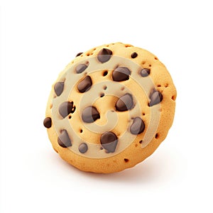 Delicious Chocolate Chip Cookie, Isolated on White Background