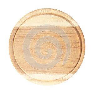 Round chopping board. Isolated on white background