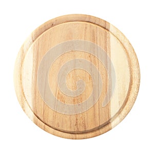 Round chopping board. Isolated on white background