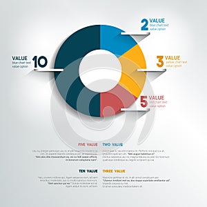 Round, circle chart, graph. Simply color editable. photo