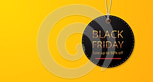 Round circle pricetag label for black friday sale discount banner template for fashion or clothing