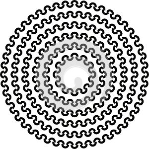 Round circular half circle pattern border frame in a range of sizes.