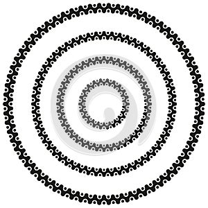 Round circular Mexican wave pattern vintage border frame in a range of sizes.
