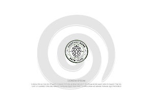 Round Circular Vintage Retro Hop Hops Craft Beer Brewing Brewery Label Logo Design Vector