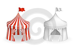 Round circus tent. Festival with entrance vector illustration