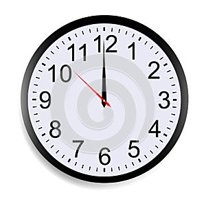 Round clock face showing twelve o`clock photo