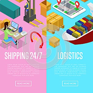 Round the clock shipping and logistics posters