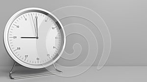 Round clock shows 9:00 or 21:00 sharp. Nine or twenty-one o`clock. 3D animation