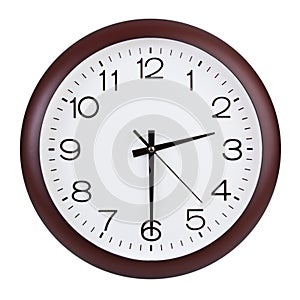 Round clock shows half of the third