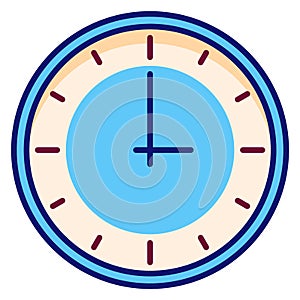 Round clockface. Wall clock color line icon