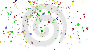 Round colored confetti on a white background. 3d render