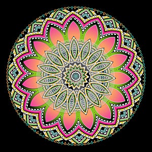 Round colorful floral mandala pattern. Ornamental ethnic style vector design. Abstract bright flower. Decorative patterned