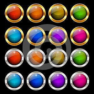 Round colorful glossy web buttons set