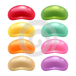 Round colorful jelly beans set. photo