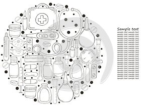 Monochrome medical illustrations. Coloring pages, black and white