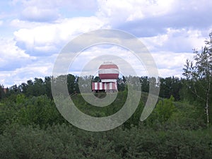 Round construction of a balloon for meteorological observations with the antenna and the sensor