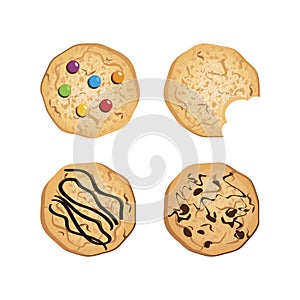 Round Cookies icon set vector