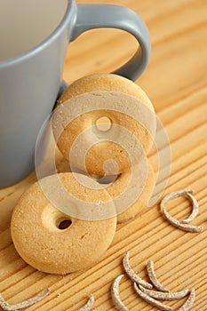 Round cookies on a table