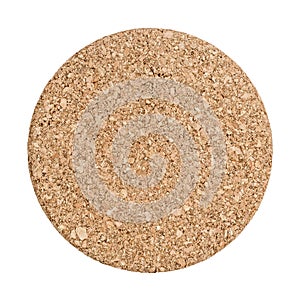 Round cork board isolated on white background