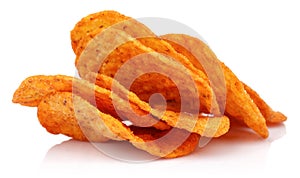 Round corn chips isolated on white