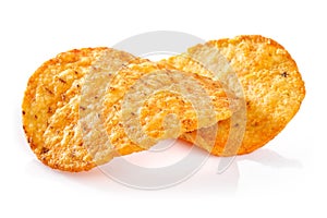 Round corn chips isolated on white