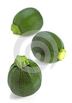 Round Courgette or Zucchini, cucurbita pepo against White Background