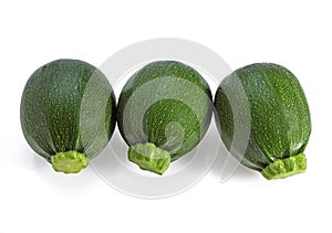 Round Courgette or Zucchini, cucurbita pepo, Vegetable against White Background