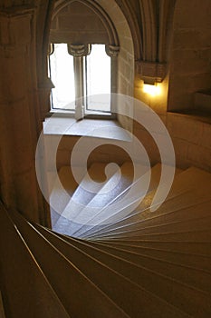 Round curve stairway with window