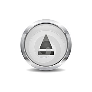 Eject icon vector image round 3d button with metal frame