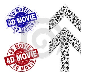 Arrow Up Mosaic of Spalls with 4D Movie Grunge Rubber Imprints photo