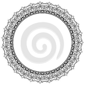 Round Decorative Vintage Vector Frame Template with Empty Space