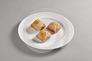 Round dish with turkish baclava photo