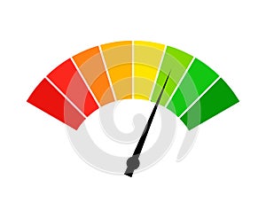 Round display indicator. Color measuring gauge with dial